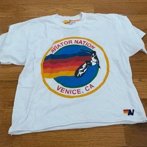 COPY - white aviator nation logo tshirt